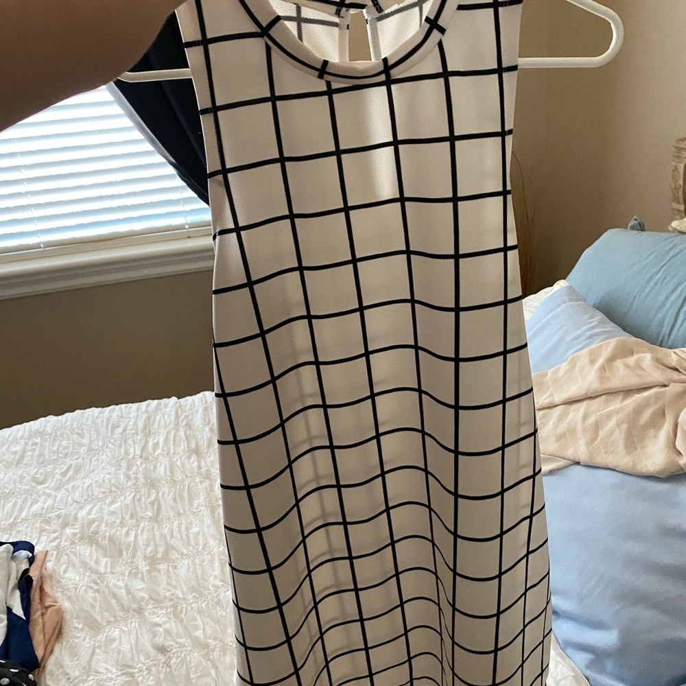Black and white checkered mini dress